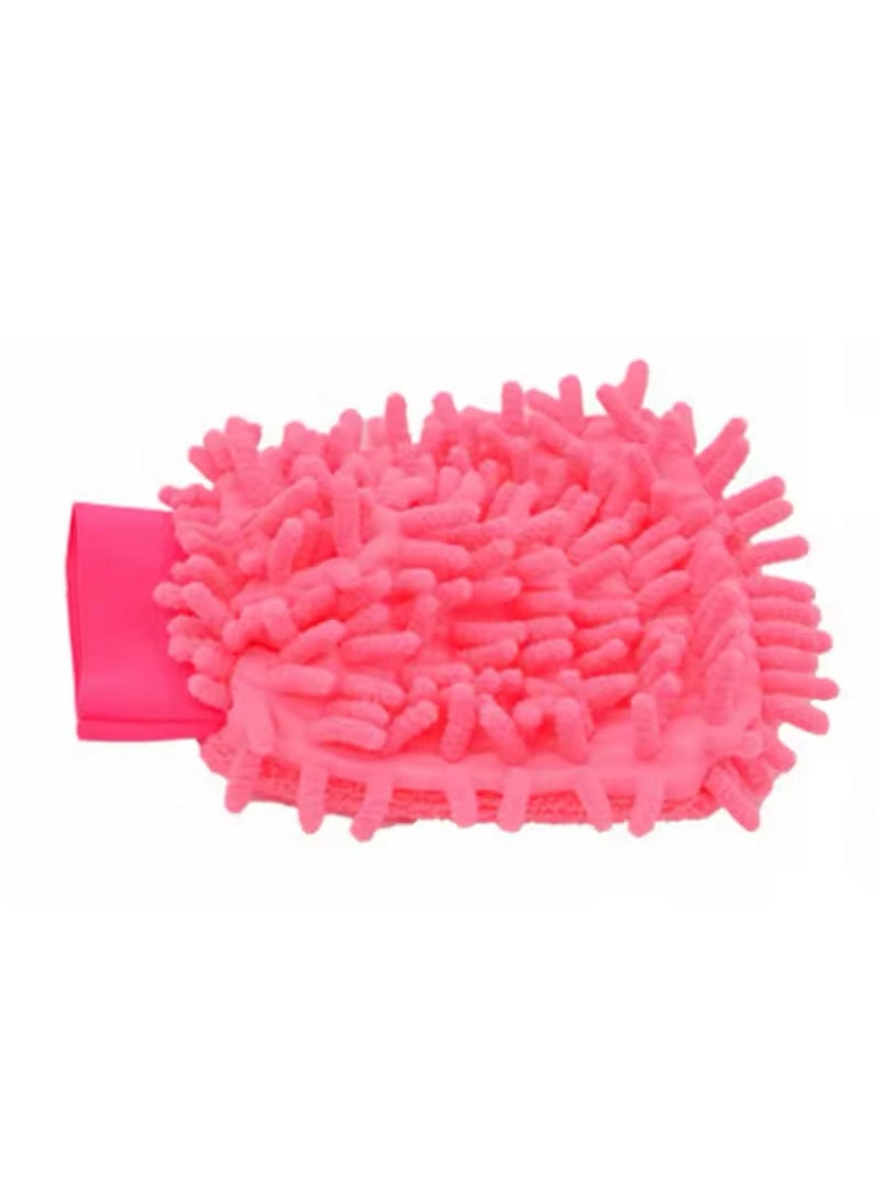 قفاز غسيل السيارات، قفاز مايكروفايبر لتنظيف و تمسيح السيارة، قفاز لتمسيح و تنظيف و غسيل الأسطح و الزجاج، قفاز منشفة مايكروفايبر متعدد الاستخدامات - لون وردي - Image 2