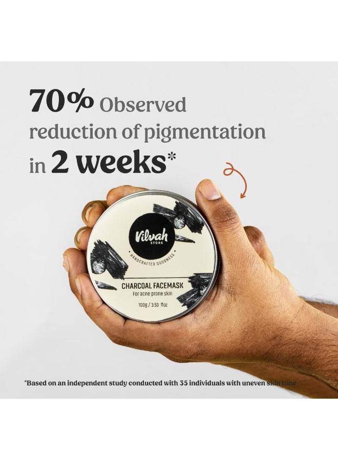 Vilvah Store Charcoal Facemask for Glowing Skin | With Aloe Vera and Charcoal | Suitable For All Skin Types | For Men & Women | 100ml - Image 4