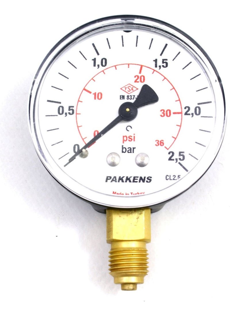 Pakkens 0-2.5 Bar 63 mm Bottom Connection Dry Manometer G 1/4 inch 