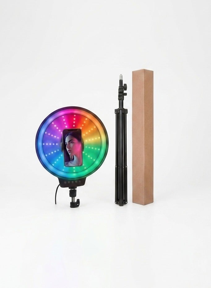 رنج لايت RGB ذكي مع وضع التفاعل الموسيقي وحامل هاتف مدمج لصناعة المحتوى والبث المباشر - موديل MJ-261 - Image 1