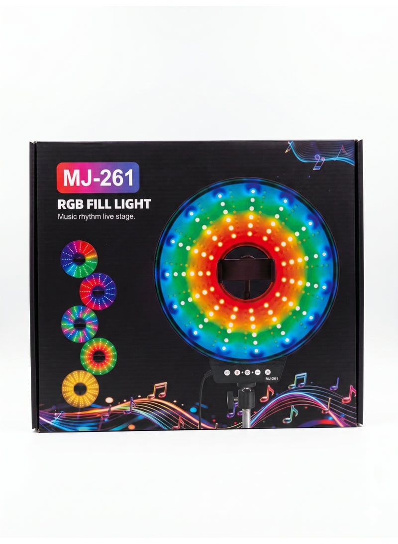 رنج لايت RGB ذكي مع وضع التفاعل الموسيقي وحامل هاتف مدمج لصناعة المحتوى والبث المباشر - موديل MJ-261 - Image 5