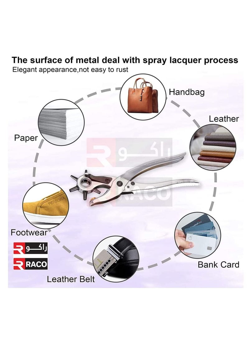 RACO RACO Professional Hole Punch Tool - 6 Multi-Hole Sizes for Leather, Rubber, & Plastic - Hobbies & DIY Home Crafts.  - Image 5