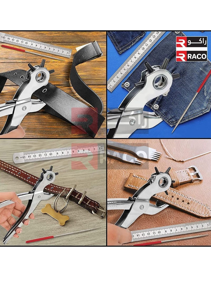 RACO RACO Professional Hole Punch Tool - 6 Multi-Hole Sizes for Leather, Rubber, & Plastic - Hobbies & DIY Home Crafts.  - Image 4