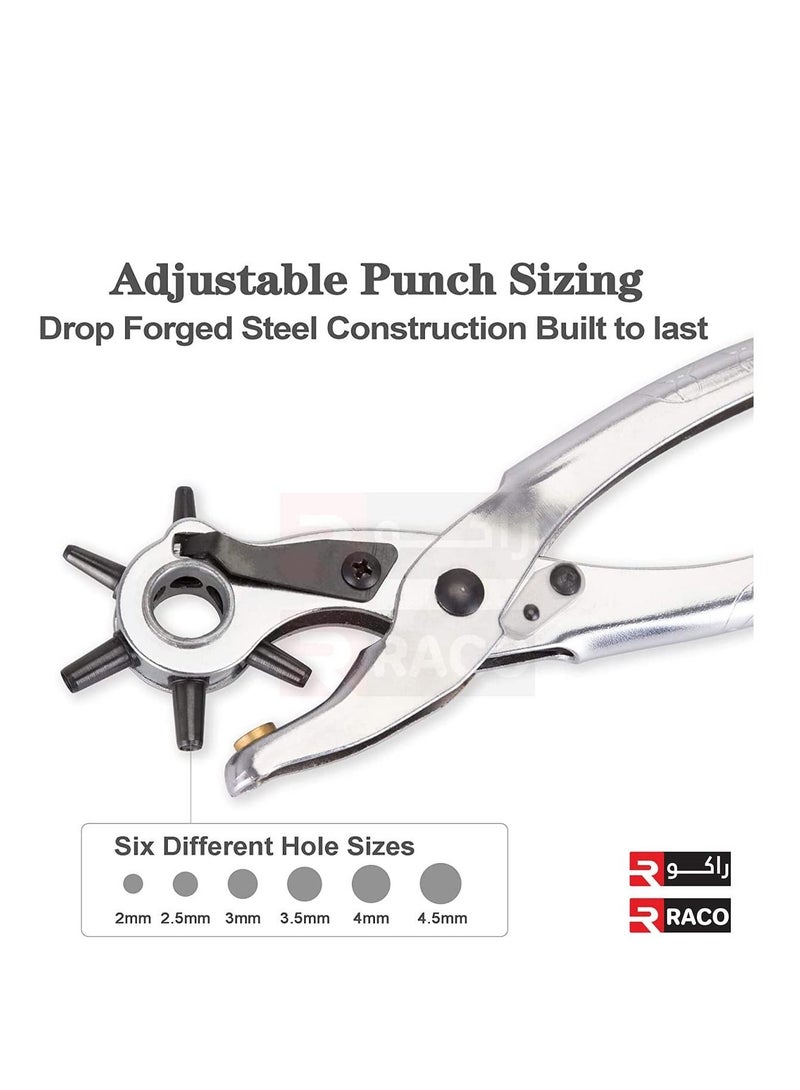 RACO RACO Professional Hole Punch Tool - 6 Multi-Hole Sizes for Leather, Rubber, & Plastic - Hobbies & DIY Home Crafts.  - Image 2