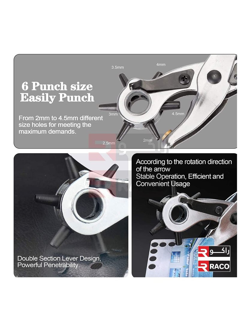 RACO RACO Professional Hole Punch Tool - 6 Multi-Hole Sizes for Leather, Rubber, & Plastic - Hobbies & DIY Home Crafts.  - Image 3
