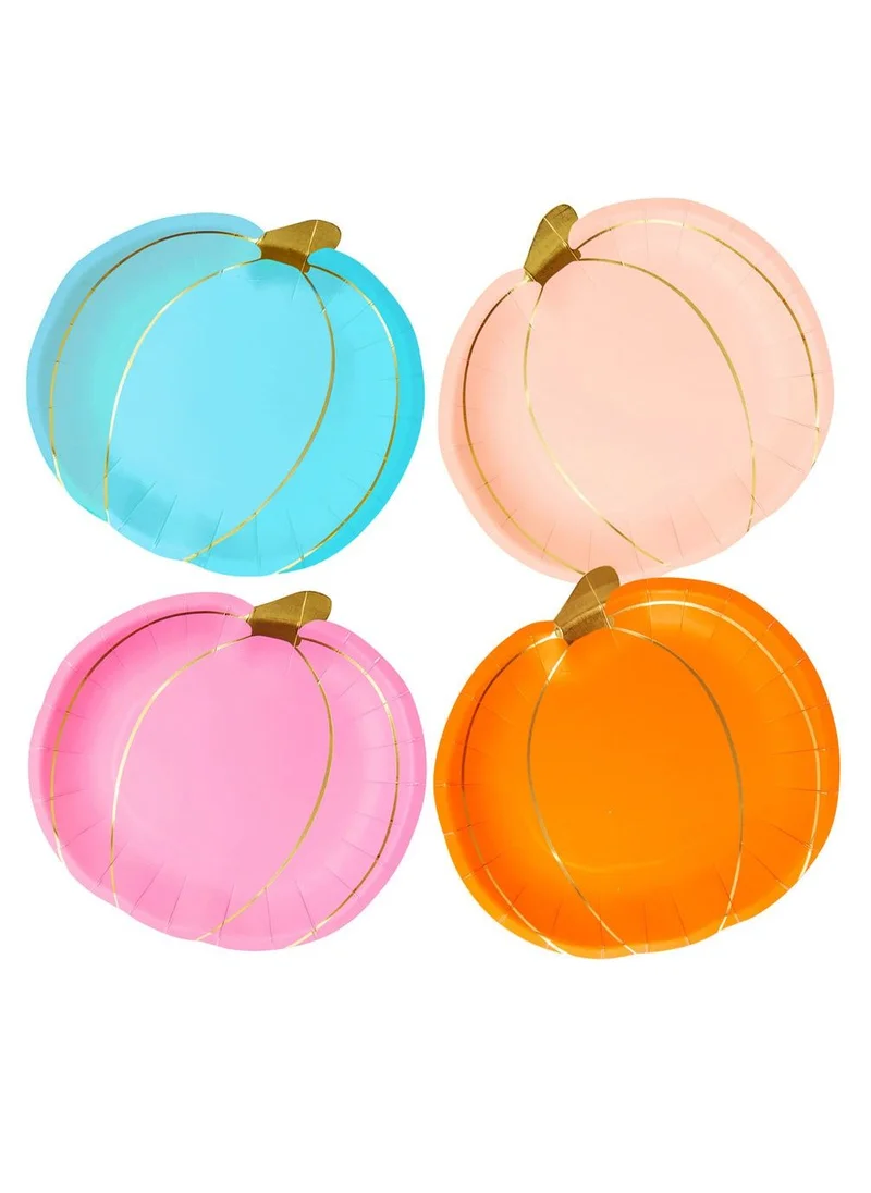 توكينج تيبلز Pumpkin Shaped Paper Plates