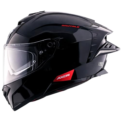 AXOR Brutale Solid Colors Dual Spoiler Helmet – Aerodynamic Full Face Design | Certified (ISI, DOT, ECE) | Premium Safety & Comfort- Black, Size:L - Image 1