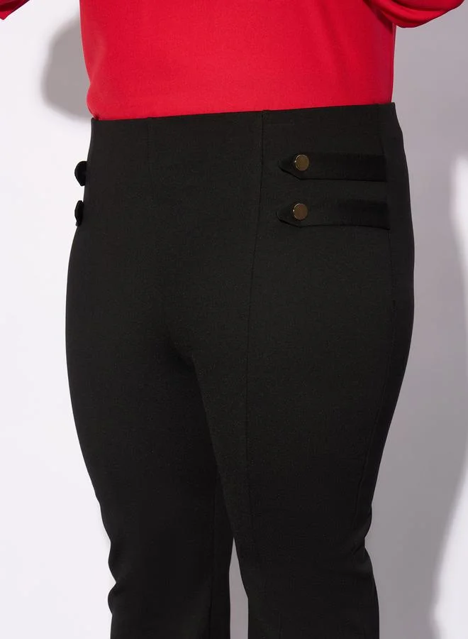 SASSAFRAS SASSAFRAS Plus Solid Bell Bottom Trouser with Button Detail