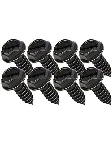 Aujen License Plate Screws Rustproof Stainless Steel License Plate Screw Kit Suitable for Screw Holes Size of 34 x 14 License Plate Bolts Black License Plate Screws for Most Vehicles 8 Pcs - Image 1