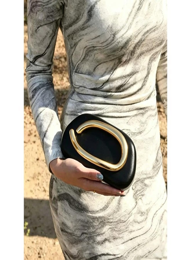 CUXVA PU Leather Evening Handbags for Women Hand-held Clutch Purse with Chain Vintage Metal Decoration Crossbody Bag - Image 2