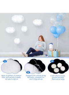 Tatuo Artificial Cloud Props Imitation 3D Cloud For Ceiling Hanging Decorations Fake Cloud Cloud Shape Wedding Ornament Room Decor Art Stage Diy Party (13.8 X 9.8 X 6 Inches,6 Pieces)  - Image 3