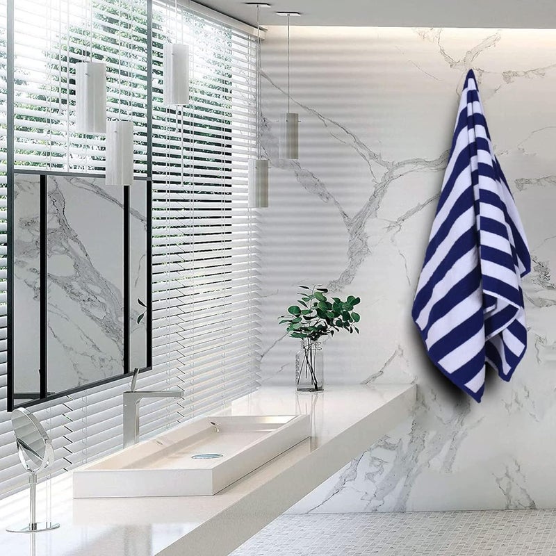 Home Studio Home Plus Studio 100 Cotton Towel Hotel PoolSwimmingBeachBath SheetGymBeach Towel Extra Large Size Bath Towel Pack of 1 Size 90 CM x 180 CM 36 in x 72 in Blue White Stripes - Image 5