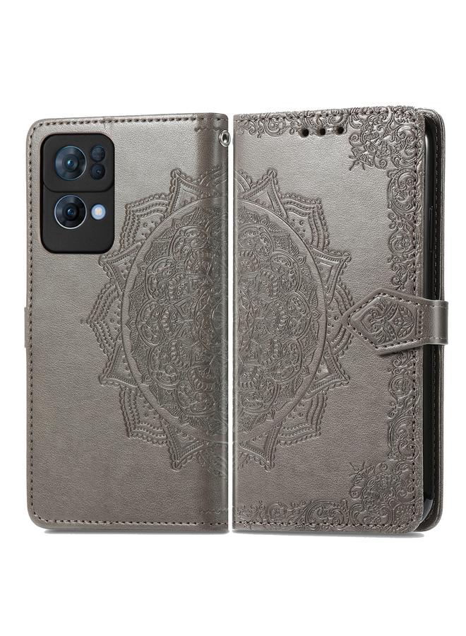S-TOP Case For OPPO Reno7 Pro 5G Mandala Flower Embossed Flip Leather Phone Case - Image 2