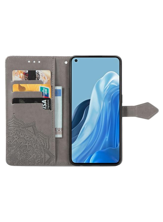 S-TOP Case For OPPO Reno7 Pro 5G Mandala Flower Embossed Flip Leather Phone Case - Image 3