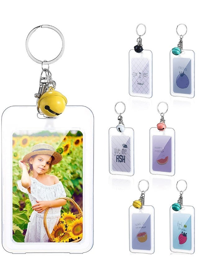 Generic 6 Pcs Kpop Photocard Holder Keychain, 4.3 x 2.7 Inch Cardholder, Baseball Card Protectors, Photo Key Chain with Bell, Kawaii Korean Key Chain Card Covers, Instant Camera Accessories for Cards Photos  - Image 1