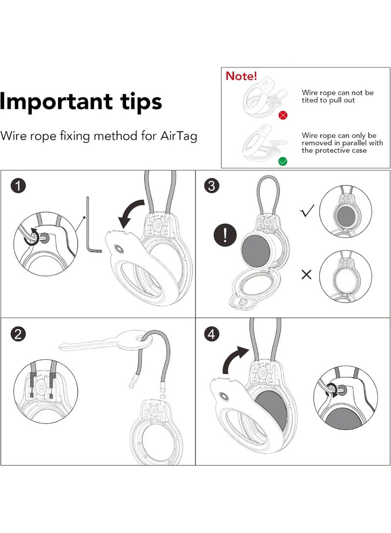 حافظة حامل AirTag مع سلسلة مفاتيح، Air Tags-1 عبوة لحامل Apple Air Tag مع قفل سلكي حلقة مفاتيح ملحقات حامل Air Tag لتتبع العناصر للأطفال، المفاتيح، الأمتعة - Image 3