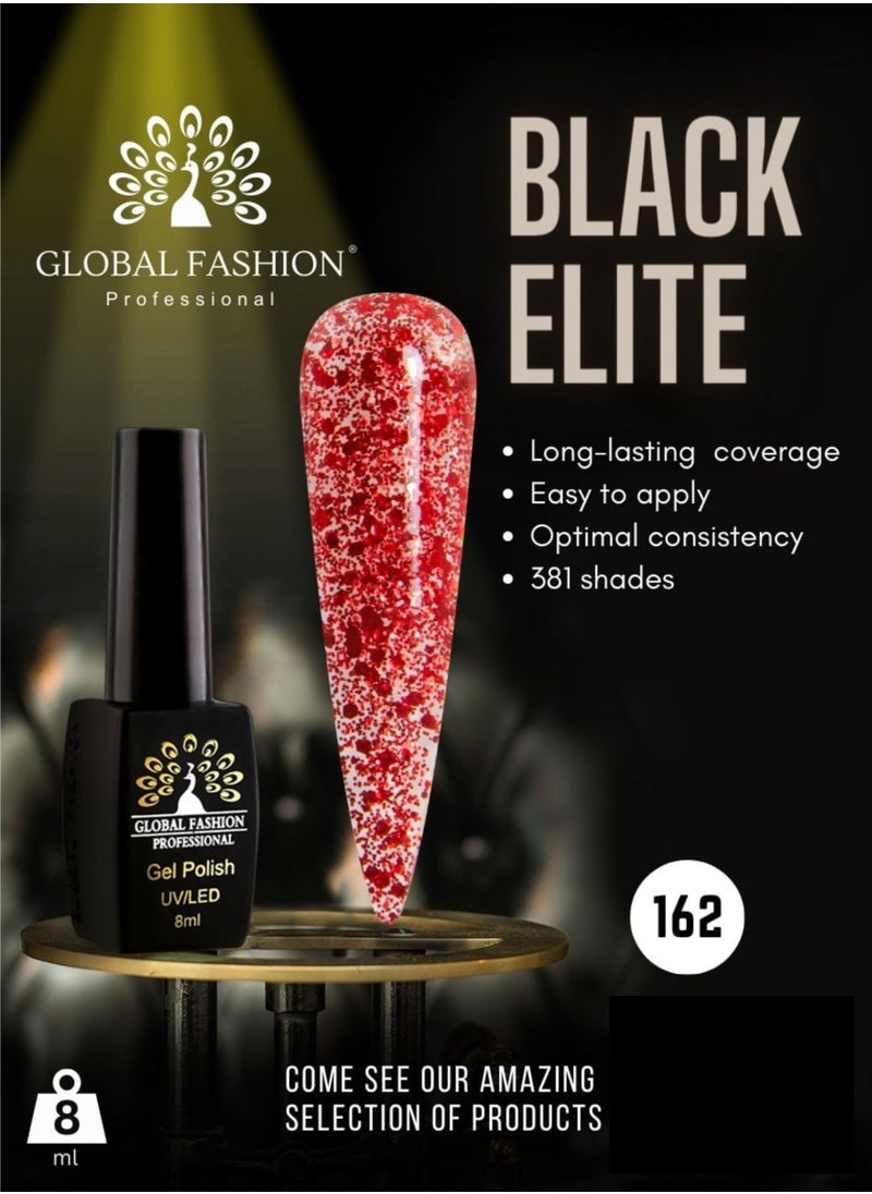 GLOBAL FASHION Global Fashion Black Elite Gel Polish | 132 Colors of Long-Lasting Elegance - 8ml | 162  - Image 2