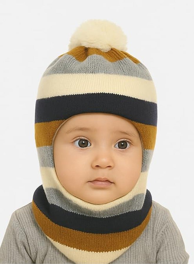 KETKAR Baby Soft Woolen Monkey Cap for Babies |Warm & Stretchable Full Head Cover Cap for Boys & Girls (6 Months to 12 Months) Beige - Image 4
