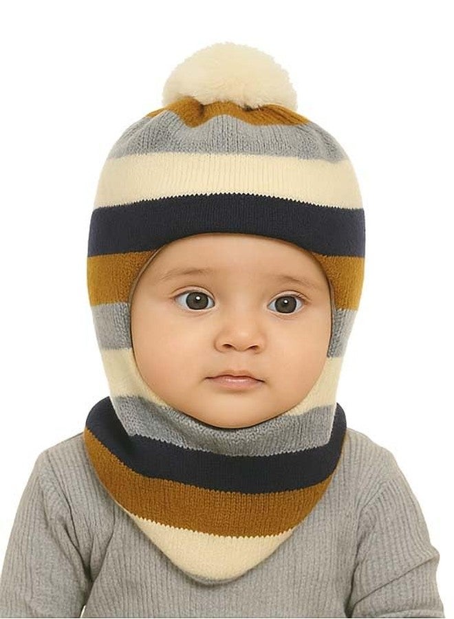 KETKAR Baby Soft Woolen Monkey Cap for Babies |Warm & Stretchable Full Head Cover Cap for Boys & Girls (6 Months to 12 Months) Beige - Image 1