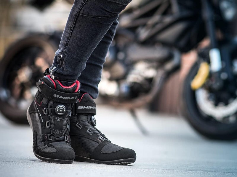 SHIMA Exo Motorcycle Riding Shoes Women Boots ATOP Reel Knob Lacing Ventilated Leather Mesh Street Summer Suede Sport Stealth Touring Shoe Moto Footwear Bikers Powersports (Womens, Black, 39) - Image 4