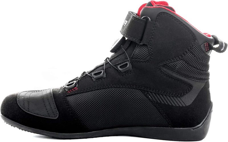 SHIMA Exo Motorcycle Riding Shoes Women Boots ATOP Reel Knob Lacing Ventilated Leather Mesh Street Summer Suede Sport Stealth Touring Shoe Moto Footwear Bikers Powersports (Womens, Black, 39) - Image 3