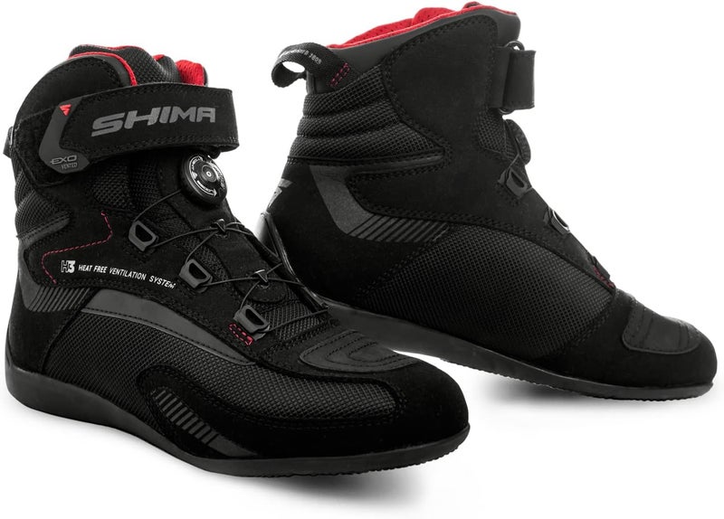 SHIMA Exo Motorcycle Riding Shoes Women Boots ATOP Reel Knob Lacing Ventilated Leather Mesh Street Summer Suede Sport Stealth Touring Shoe Moto Footwear Bikers Powersports (Womens, Black, 39) - Image 1