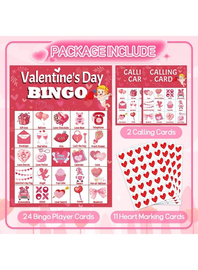 Leezead Valentine’s Day Bingo Game for Boys Girls Adults, 24 Players Valentine’s Day Bingo Cards Valentine’s Day Bingo Game Cards for School Classroom Family Games Valentine’s Day Party Supplies - Image 2