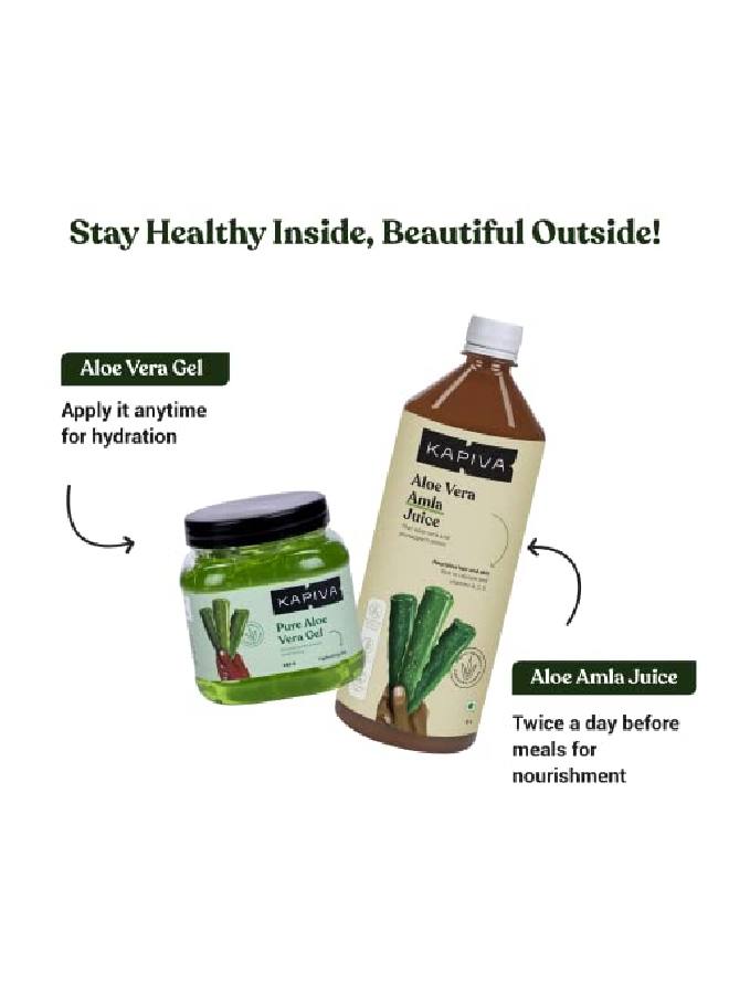 Kapiva Aloe Vera Amla Juice + Aloe Vera Gel | Skin Hair Care Combo  - Image 3