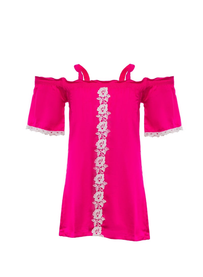 Queen FUCIA DRESS Girls Party Dress, everyday Dress Party Wear Wedding Evening Formal Pageant Dance Gown for Birthday Kid Girls Elegant - Image 3