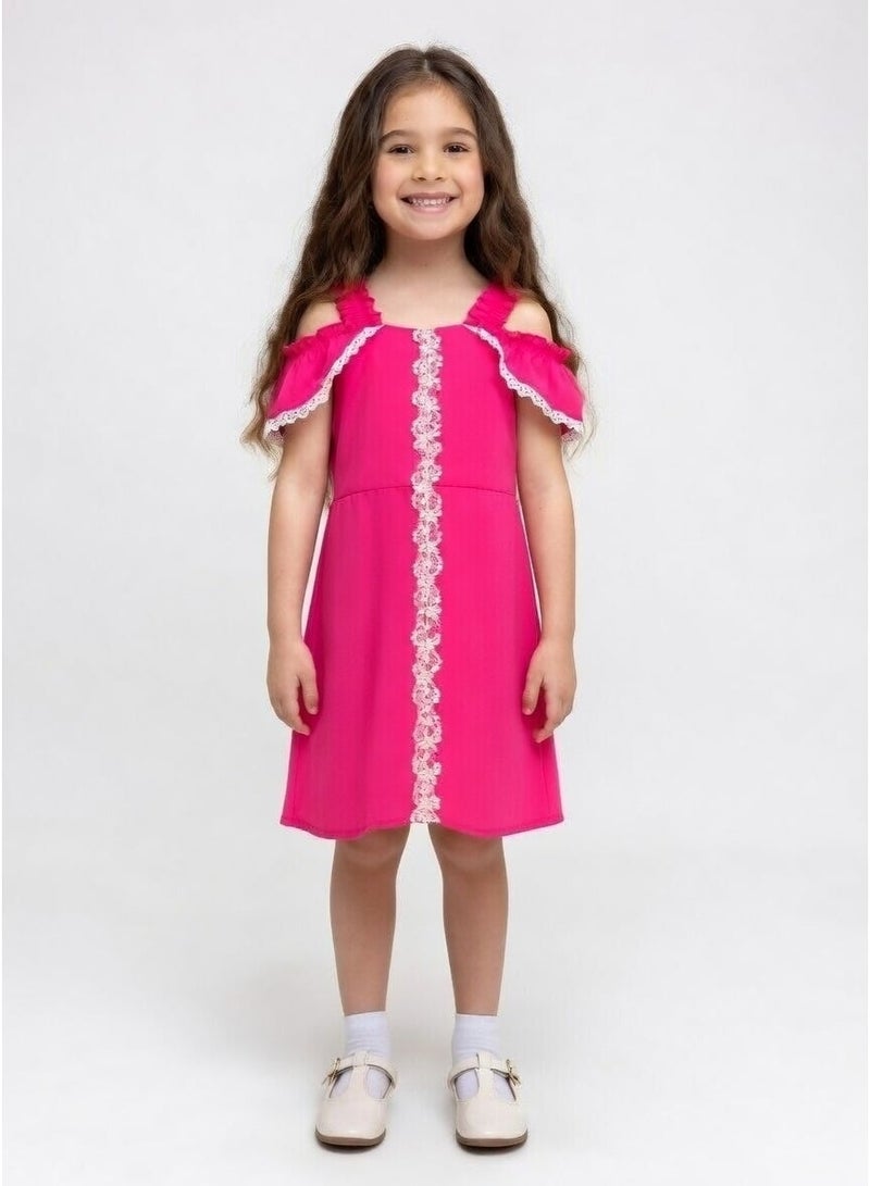 Queen FUCIA DRESS Girls Party Dress, everyday Dress Party Wear Wedding Evening Formal Pageant Dance Gown for Birthday Kid Girls Elegant - Image 1