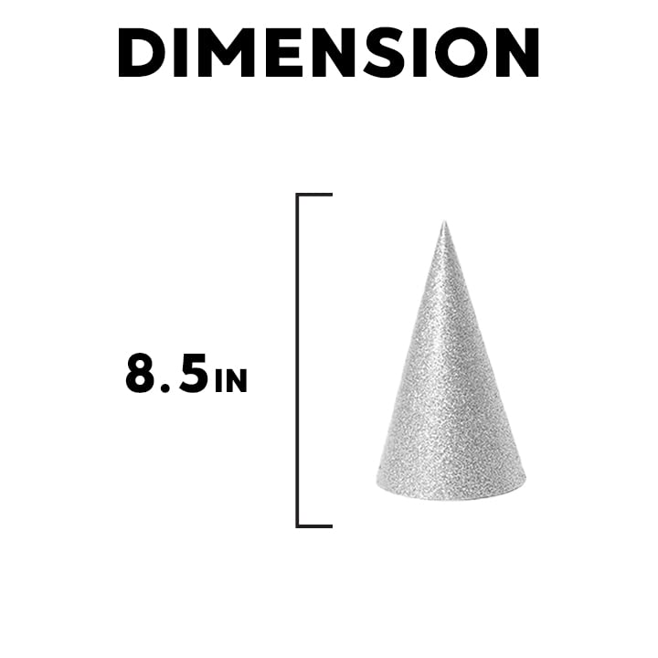 Festiko® Silver Glitter Cone Party Hats (54 Pcs), Theme Birthday Supplies, Return Gifts for Kids, Gift Accessories, Party Items, Paper Cone Party Hats/Cap, Party wearables - Image 3