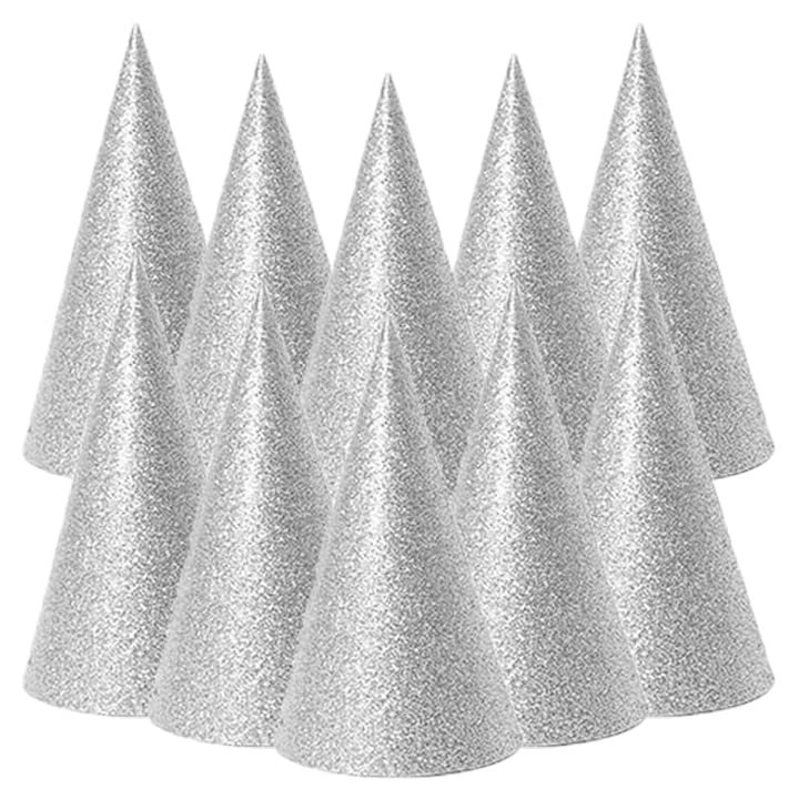 Festiko® Silver Glitter Cone Party Hats (54 Pcs), Theme Birthday Supplies, Return Gifts for Kids, Gift Accessories, Party Items, Paper Cone Party Hats/Cap, Party wearables - Image 5