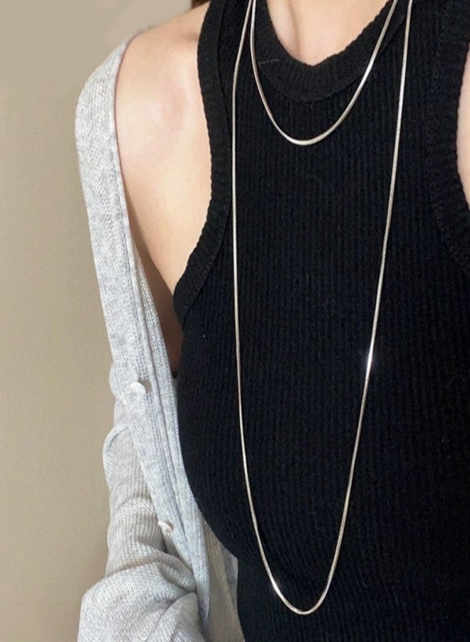 Aaishwarya Layered Long Chain Necklaces for Women and Girls | 18K Silver Plated Anti-Tarnish & Stainless Steel Jewels | Minimal Dainty Chains | Stylish Everyday Accessory - Image 2