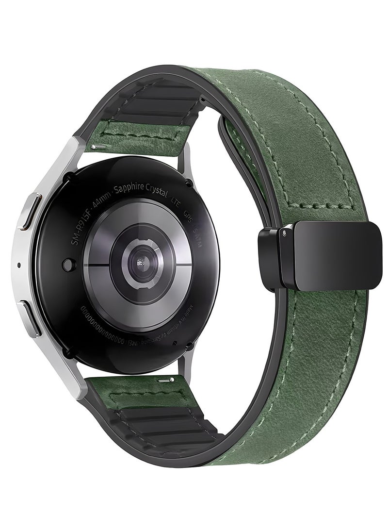 TDZDDYS TDZDDYS 22mm Leather Watch Strap with Magnetic Buckle Design, Compatible with Huawei GT3/4 46mm, GT3 Pro, Huawei Watch 3, GT2e, GT2 Pro, GT2 42/46mm, Samsung Galaxy Watch 3 45mm/Gear S3(Green)  - Image 2