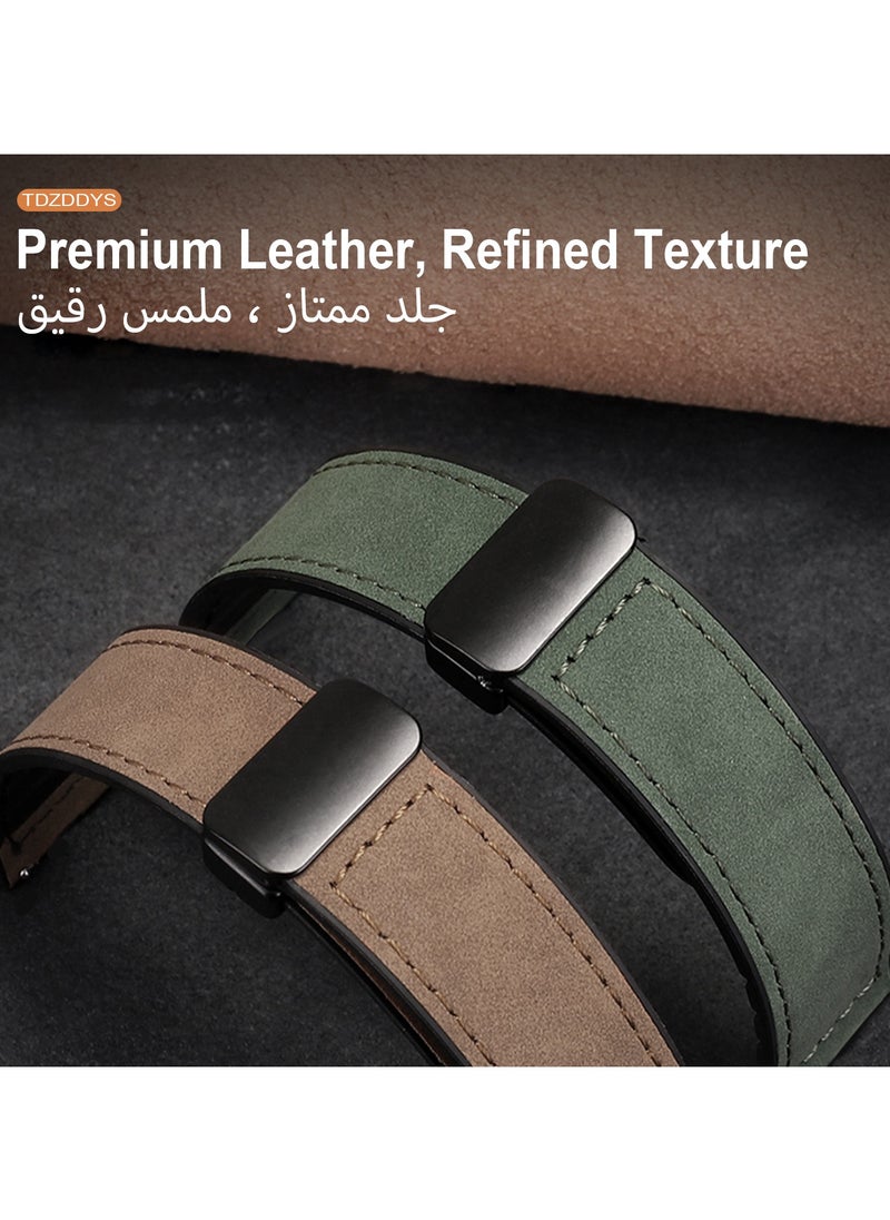 TDZDDYS TDZDDYS 22mm Leather Watch Strap with Magnetic Buckle Design, Compatible with Huawei GT3/4 46mm, GT3 Pro, Huawei Watch 3, GT2e, GT2 Pro, GT2 42/46mm, Samsung Galaxy Watch 3 45mm/Gear S3(Green)  - Image 4