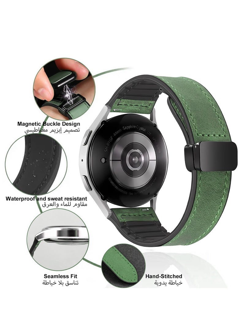 TDZDDYS TDZDDYS 22mm Leather Watch Strap with Magnetic Buckle Design, Compatible with Huawei GT3/4 46mm, GT3 Pro, Huawei Watch 3, GT2e, GT2 Pro, GT2 42/46mm, Samsung Galaxy Watch 3 45mm/Gear S3(Green)  - Image 5