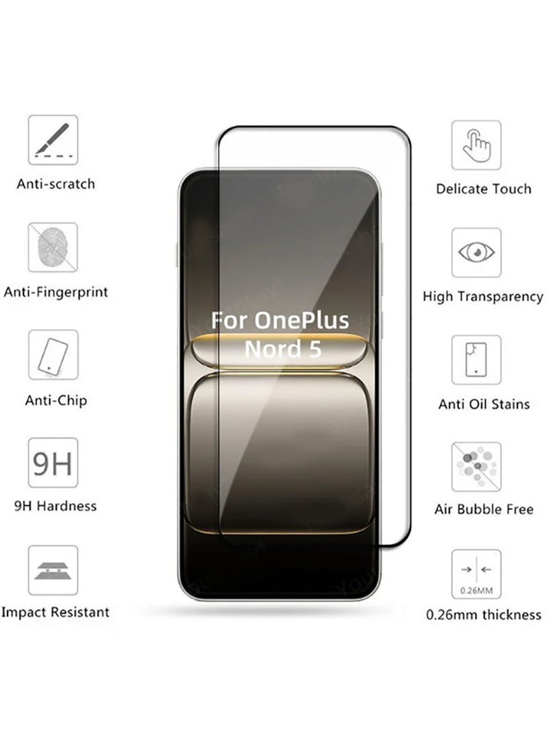 1 Pack Screen Protector for oneplus Nord CE5, Full Coverage Black Edge Tempered Glass Film Easy to Install, No Bubble, Case Friendly, 9H Anti-Scratch, - Image 2