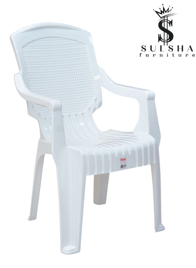SULSHA Modern Plastic Armchair for Living, Bedroom, Kitchen, Dining, Waiting Room, White  - Image 1