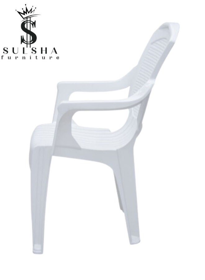 SULSHA Modern Plastic Armchair for Living, Bedroom, Kitchen, Dining, Waiting Room, White  - Image 3