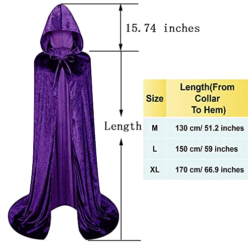 LHJ Unisex Halloween Costume Cape Hooded Velvet Cloak for Men and Womens - Image 5