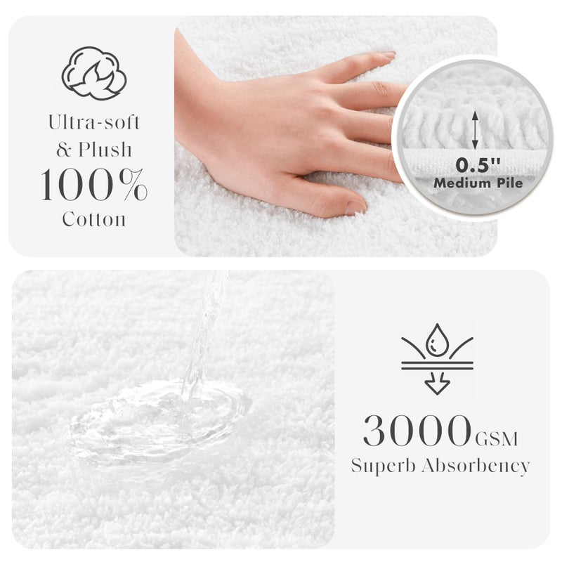 Madison Park Splendor Reversible 100% Cotton Tufted Bathroom Rug-3000 GSM Hotel Quality Luxurious Plush Medium Pile Bath Mat Absorbent, Quick Dry, Shower Room DÃ©cor, 21x34, White - Image 3