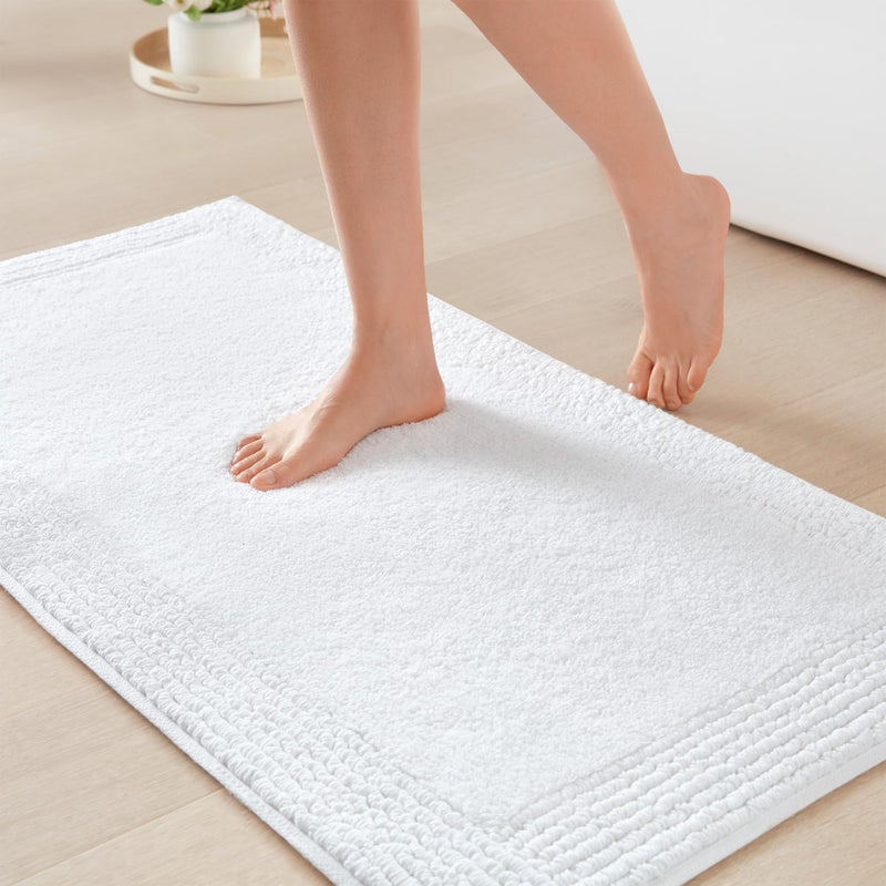 Madison Park Splendor Reversible 100% Cotton Tufted Bathroom Rug-3000 GSM Hotel Quality Luxurious Plush Medium Pile Bath Mat Absorbent, Quick Dry, Shower Room DÃ©cor, 21x34, White - Image 1