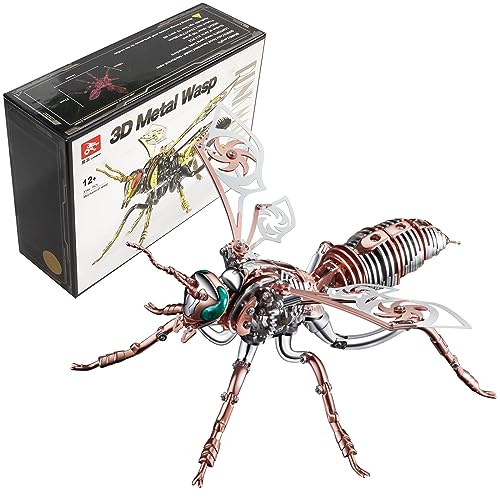 OreilleStar 3D Metal Wasp Puzzles for Adults Model Kits Mechanical Puzzle Building Blocks Difficult DIY Assembly for Men SteelRose Gold - Image 1