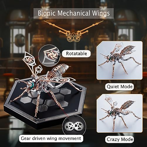 OreilleStar 3D Metal Wasp Puzzles for Adults Model Kits Mechanical Puzzle Building Blocks Difficult DIY Assembly for Men SteelRose Gold - Image 5