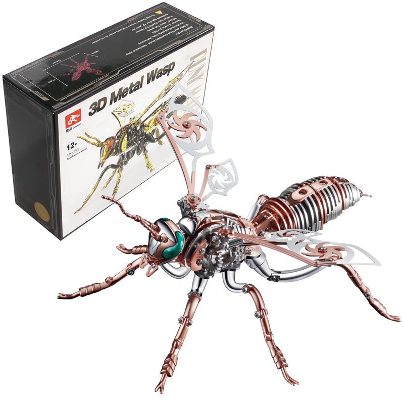 OreilleStar 3D Metal Wasp Puzzles for Adults Model Kits Mechanical Puzzle Building Blocks Difficult DIY Assembly for Men SteelRose Gold - Image 3