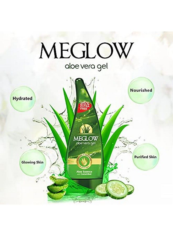 MEGLOW Aloe Vera Gel Combo Pack Of 2 (125G Each) Enriched Aloevera And Cucumber Extract ; Paraben Free ; Cooling & Soothing For All Skin Type ; Fast Absorbing Formula Hydrated & Nourished Hair & Skin - Image 3