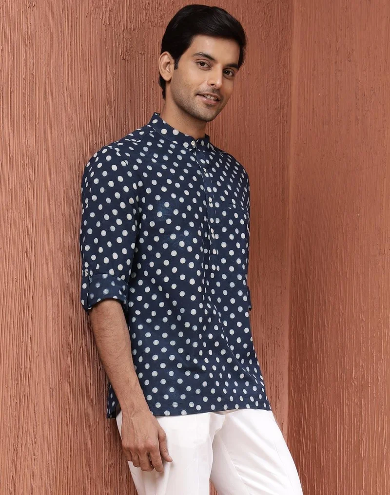 Fabindia Indigo Cotton Mid Placket Shirt