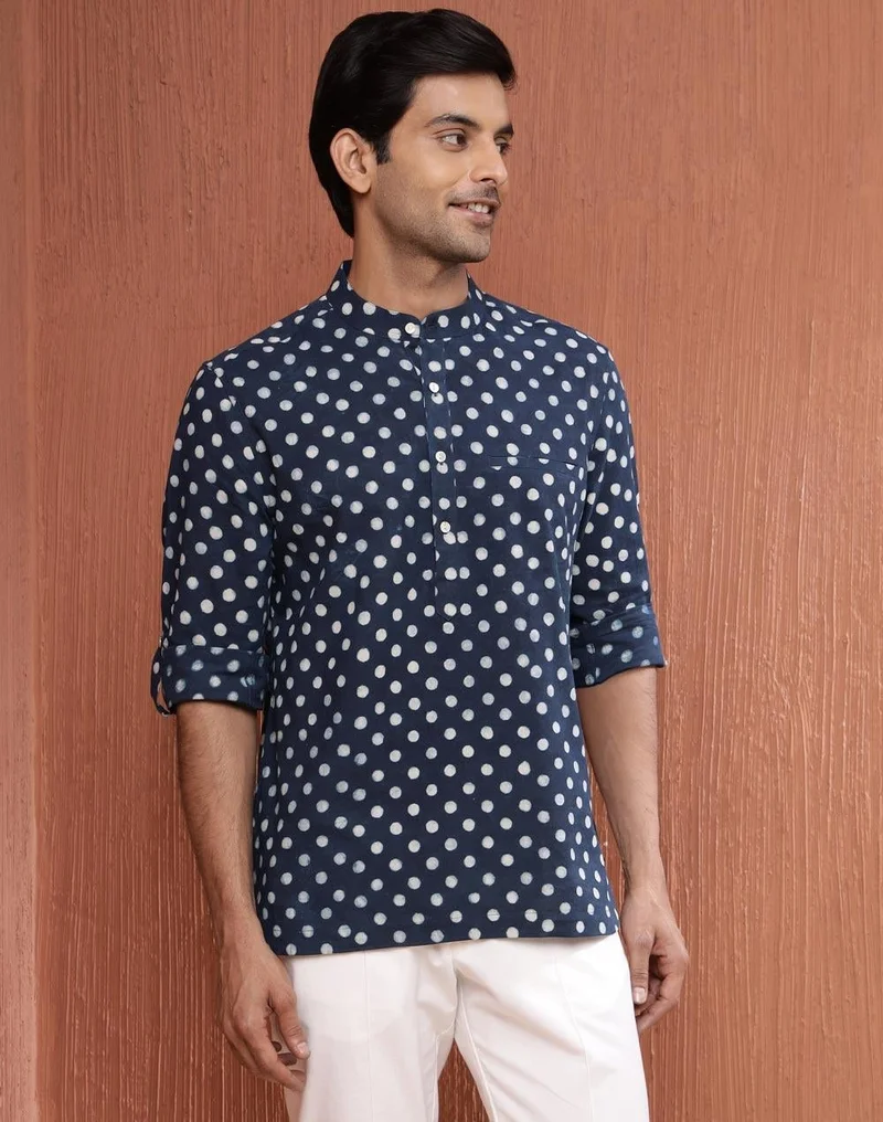 Fabindia Indigo Cotton Mid Placket Shirt