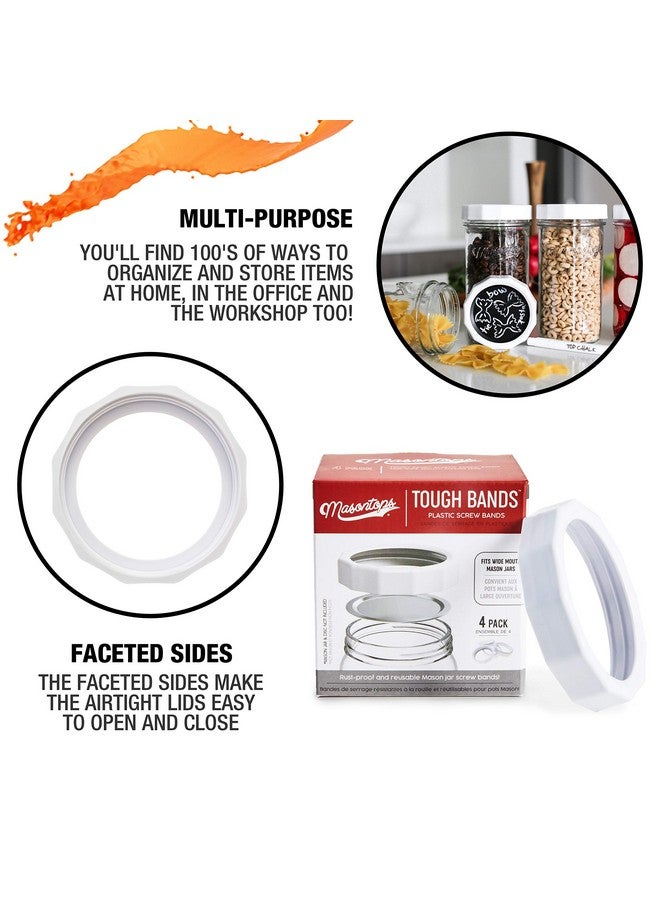 Masontops Masontops Tough Band - Wide Mouth Mason Jar Screw Bands - Quality Plastic Replacement Ring Seals & Jar Covers  - Image 3
