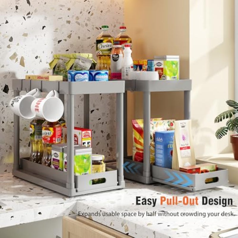 2 Pack Pull-Out Storage Organizers, Under Sink Organizer and Storage for Bathroom and Kitchen, Multi-Purpose Under Cabinet Organizers and storage Black - Image 4